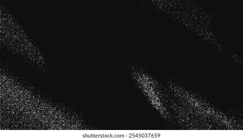 Vector background illustration featuring a black and white overlay with grainy texture and dust patterns. Snow and rain splatter create a gritty, vintage effect on paper.