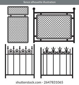 Uma ilustração de fundo vetorial com a silhueta de vários tipos cercas de ferro perfeito para o fundo, materiais de design, Clipart, adesivos, decorações, decoração de casa etc