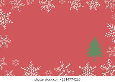 Vector Background Illustration of Fir Tree and Snowflakes