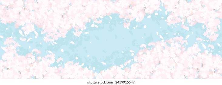 Vector background illustration of fluffy cherry blossoms