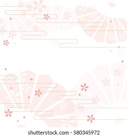 Vector background illustration of Folding fan and cherry blossoms
