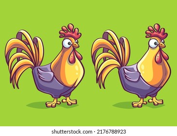 Vector background illustration funny cartoon roosters. For print on demand, powerpoint and keynote presentations, advertisements and commercials, magazines and newspapers, book covers.