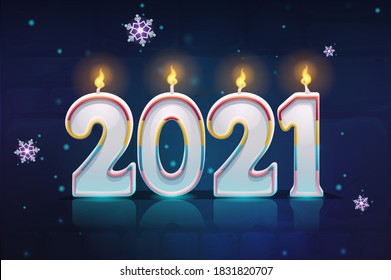 Vector background illustration Happy New Year 2021. For print on demand, powerpoint and keynote presentations, advertisements and commercials, magazines and newspapers, book covers.