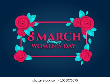 vector background illustration. holiday International Women's Day on March 8. design frames in the style of paper and origami, paper colorful flowers and a figure of eight