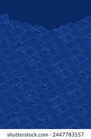 Vector background illustration of Japanese wave seamless pattern
