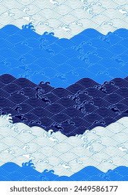 Vector background illustration of Japanese wave seamless pattern