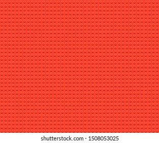 Vector background illustration. Kids plastic construction blocks. Red color.