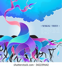 Vector background illustration with magic tree & roots