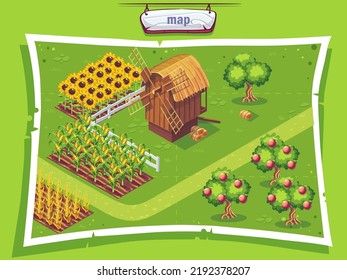 Vector background illustration map field for Ukrainian village. For print on demand, powerpoint and keynote presentations, magazines and newspapers, book covers.