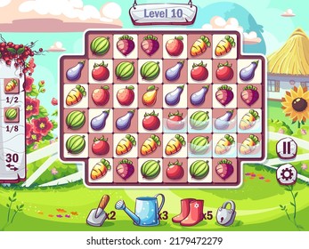 Vector background illustration match 3 window for Ukrainian village. For print on demand, powerpoint and keynote presentations, advertisements and commercials, magazines and newspapers, book covers.