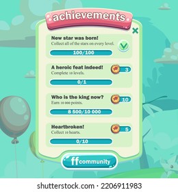 Vector background illustration match 3 achievement window. For print on demand, powerpoint and keynote presentations, advertisements and commercials, magazines and newspapers, book covers.