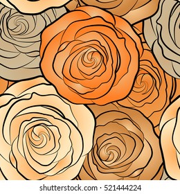Vector background illustration. Nature rose flowers. Abstract seamless pattern.