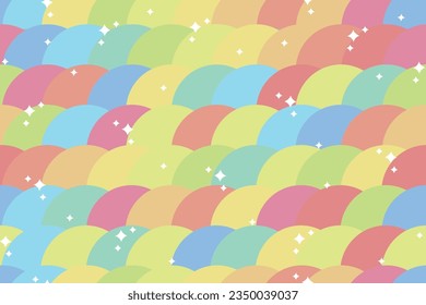 Vector background illustration with non-continuous geometric pattern of overlapping half circles in beautiful pastel colors.