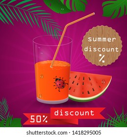 vector background illustration on tropical leaf background, concept design for coupon design, tickets, for sales, discounts and travel during summer vacation, EPS 10