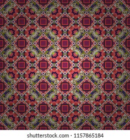 Vector background illustration. Oriental seamless pattern - korean, japanese or chinese traditional ornament in brown, red and black colors.