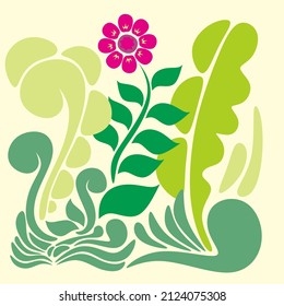 Vector background illustration of plants and flowers.