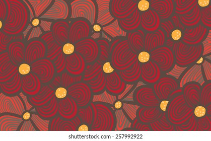 Vector background illustration with red flowers.