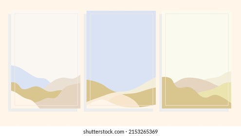 vector background illustration set with hills landscape