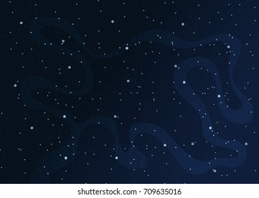 Vector background illustration of space with stars and dust.