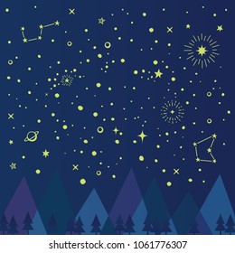 Vector background illustration of the starry sky