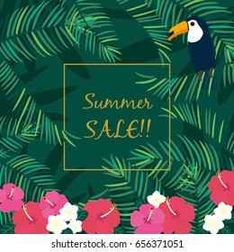 Vector background illustration of tropical plants