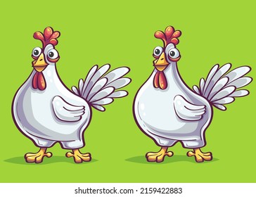 Vector background illustration two funny cartoon roosters. For print on demand, powerpoint and keynote presentations, advertisements and commercials, magazines and newspapers, book covers.