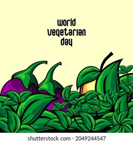 vector background illustration of vegetables, eggplant, pumpkin