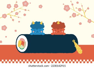 vector background with illustrations of Bean-Throwing Festival called Setsubun for banners, cards, flyers, social media wallpapers, etc.