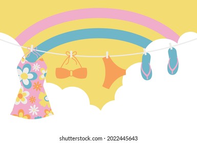 vector background with illustrations of summer beach for banners, cards, flyers, social media wallpapers, etc.