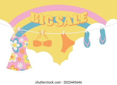vector background with illustrations of summer beach for banners, cards, flyers, social media wallpapers, etc.