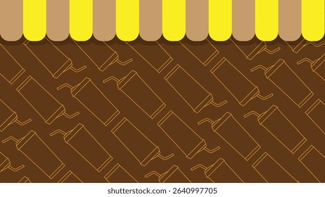 Vector background image of coffee cup icon with alternating colored flags on top.