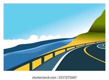 
vector background image of highway and beach views, suitable for backgrounds, covers, wall decorations, advertisements, banners