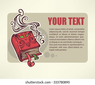 vector background with image of magical book and place for text