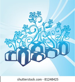 vector background with image of present boxes