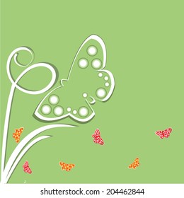 vector background with the image of the rear paper butterflies