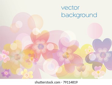 Vector background with an image of summer-colored flowers on a gentle background. Done in pastel colors.