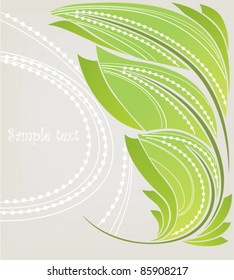 vector background with images of leaves, dot and lines