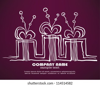 vector background with images of presents and gift boxes