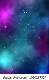 vector background of an infinite space with stars, galaxies, nebulae. bright oil stains and blots with white dots