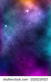 vector background of an infinite space with stars, galaxies, nebulae. bright oil stains and blots with white dots