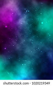 vector background of an infinite space with stars, galaxies, nebulae. bright oil stains and blots with white dots