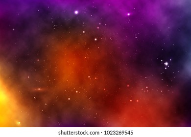 vector background of an infinite space with stars, galaxies, nebulae. bright oil stains and blots with white dots