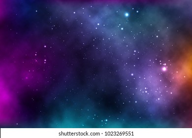 vector background of an infinite space with stars, galaxies, nebulae. bright oil stains and blots with white dots
