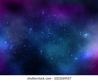 vector background of an infinite space with stars, galaxies, nebulae. bright oil stains and blots with white dots