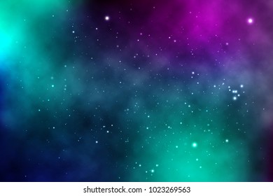 vector background of an infinite space with stars, galaxies, nebulae. bright oil stains and blots with white dots