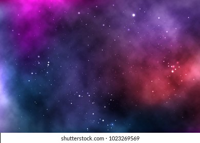 vector background of an infinite space with stars, galaxies, nebulae. bright oil stains and blots with white dots