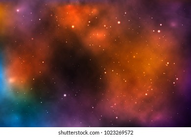 vector background of an infinite space with stars, galaxies, nebulae. bright oil stains and blots with white dots