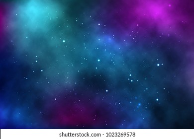 vector background of an infinite space with stars, galaxies, nebulae. bright oil stains and blots with white dots