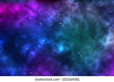 vector background of an infinite space with stars, galaxies, nebulae. bright oil stains and blots with white dots