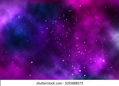 vector background of an infinite space with stars, galaxies, nebulae. bright oil stains and blots with white dots